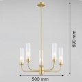 ARGON lampa wisząca mosiężny żyrandol z długimi ramionami i ryflowanymi kloszami 5 płomienny PRESTON 2196