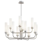 ARGON lampa wisząca żyrandol nikiel 12 płomienny mleczne klosze PRESTON 5087