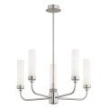 ARGON lampa wisząca nikiel żyrandol z długimi ramionami i mlecznymi kloszami 5 płomienny PRESTON 2197