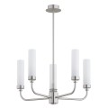 ARGON lampa wisząca nikiel żyrandol z długimi ramionami i mlecznymi kloszami 5 płomienny PRESTON 2197