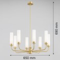 ARGON lampa wisząca mosiężny żyrandol mleczne klosze 8 płomienny PRESTON 5081