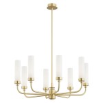 ARGON lampa wisząca mosiężny żyrandol mleczne klosze 8 płomienny PRESTON 5081