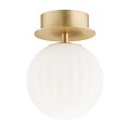 ARGON kinkiet mosiężny reflektor kulka biała ryflowane szkło 12cm PALOMA 8504