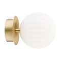 ARGON kinkiet mosiężny reflektor kulka biała ryflowane szkło 12cm PALOMA 8504