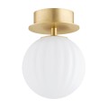 ARGON kinkiet mosiężny reflektor kulka biała ryflowane szkło 12cm PALOMA 8504