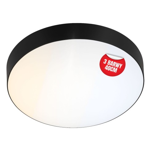 Plafon LED 36W okrągły czarny Lampa sufitowa 3 barwy światła 40cm IP54