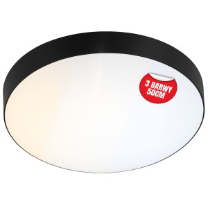 Plafon sufitowy LED okrągły czarny 3 barwy światła 3 poziomy jasności 50cm IP54