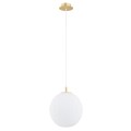 ARGON lampa wisząca kulka biała ryflowana złote dodatki 25cm PALOMA 8507