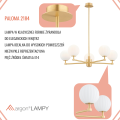 ARGON lampa wisząca złoty żyrandol 5 ramion białe kule ryflowane mosiądz szczotkowany PALOMA 2184
