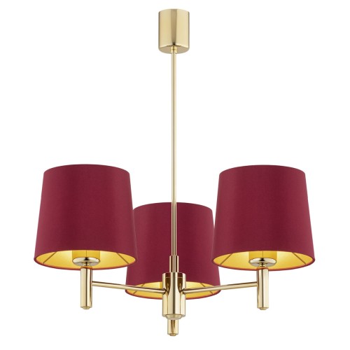 1ARGON aksamitny czerwony abażur żyrandol glamour  lampa wisząca   PONTE PLUS 6266