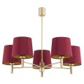 ARGON aksamitny czerwony abażur duży żyrandol glamour w czerwieni lampa wisząca  PONTE PLUS 2169