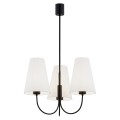 ARGON lampa wisząca 3XE27 czarny żyrandol  tkaninowe białe abażury SAFIANO 6268