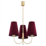 ARGON lampa wisząca zloty żyrandol do salonu, bordowy abażur, delikatny stelaż, solidne wykonanie SAFIANO 6270