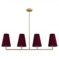 ARGON lampa wisząca do jadalni zloty żyrandol do salonu listwa, bordowy abażur, delikatny stelaż, solidne wykonanie SAFIANO 1829