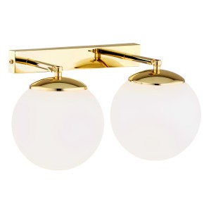 ARGON IP44 podwójny kinkiet lampa ścienna złota z mleczną kulą SATELITE PLUS 1052