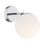 ARGON IP44 regulowany kinkiet glamour szklana kula biała z elementem chrom E27 1-płomienna SATELITE 3988