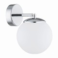 ARGON IP44 regulowany kinkiet glamour szklana kula biała z elementem chrom E27 1-płomienna SATELITE 3988