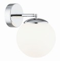 ARGON IP44 regulowany kinkiet glamour szklana kula biała z elementem chrom E27 1-płomienna SATELITE 3988