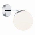 ARGON IP44 regulowany kinkiet glamour szklana kula biała z elementem chrom E27 1-płomienna SATELITE 3988