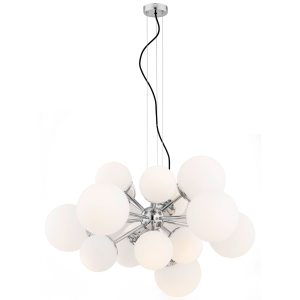 ARGON żyrandol glamour szklane kule opal z elementami chrom E27 15-płomienny SATELITE 5021