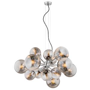 ARGON żyrandol glamour szklane klosz kule  grafit z elementami chrom E27 15-płomienny SATELITE 5022