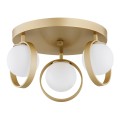 ARGON plafon złota obręcz biała kulka stylowa lampa sufitowa potrójna SATURNIA 6248