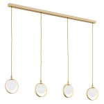 ARGON lampa wisząca na listwie złota obręcz biała kulka stylowa lampa poczwórna SATURNIA 1809