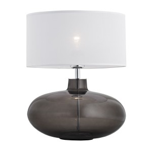 ARGON lampa stołowa szklana na konsolę stolik nocny dymna z białym abażurem 1-płomienna E27 SEKWANA 3050