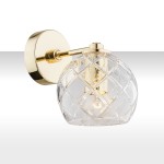 ARGON lampa na scianę szklany kinkiet kryształowa kula mosiądzowane elementy OVIEDO 4202