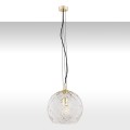 ARGON lampa wisząca większa szklana kula kryształowa mosiądzowane detale OVIEDO 4201