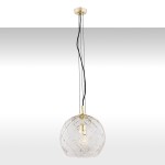 ARGON lampa wisząca większa szklana kula kryształowa mosiądzowane detale OVIEDO 4201
