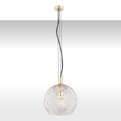 ARGON lampa wisząca większa szklana kula kryształowa mosiądzowane detale OVIEDO 4201   1.jpg