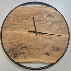 Zegar dębowy olejowany drewniany wiszący ścienny ręcznie robiony Ø 59 cm  Hand Made