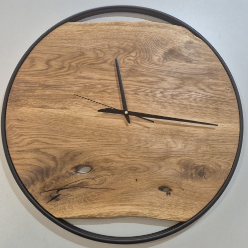 Zegar dębowy olejowany drewniany wiszący ścienny ręcznie robiony Ø 59 cm  Hand Made1.jpg