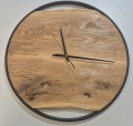 Zegar dębowy olejowany drewniany wiszący ścienny ręcznie robiony Ø 59 cm  Hand Made