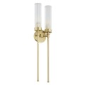 Lampa ścienna PRESTON podwójny kinkiet glamour lity mosiądz ryflowane szkło 7291 Argon