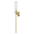 Lampa ścienna PRESTON podwójny kinkiet glamour lity mosiądz ryflowane szkło 7291 Argon