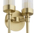 Lampa ścienna PRESTON podwójny kinkiet glamour lity mosiądz ryflowane szkło 7291 Argon