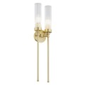 Lampa ścienna PRESTON podwójny kinkiet glamour lity mosiądz ryflowane szkło 7291 Argon