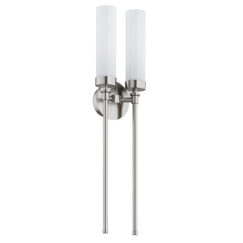 Lampa na ścianę PRESTON podwójny kinkiet glamour nikiel mleczne szkło7292 ARGON