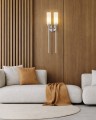 Lampa na ścianę PRESTON podwójny kinkiet glamour nikiel mleczne szkło7292 ARGON