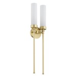 Lampa na ścianę PRESTON 2XE14 podwójny kinkiet glamour lity mosiądz mleczne szkło 7290 ARGON