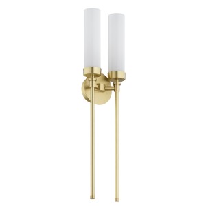Lampa na ścianę PRESTON 2XE14 podwójny kinkiet glamour lity mosiądz mleczne szkło 7290 ARGON