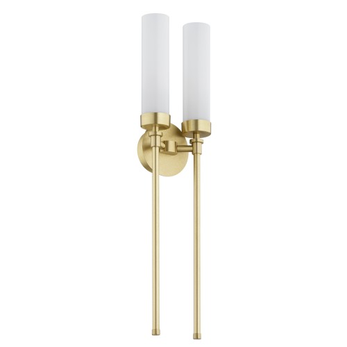 Lampa na ścianę PRESTON 2XE14 podwójny kinkiet glamour lity mosiądz mleczne szkło 7290 ARGON