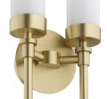 Lampa na ścianę PRESTON 2XE14 podwójny kinkiet glamour lity mosiądz mleczne szkło 7290 ARGON