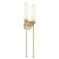 Lampa na ścianę PRESTON 2XE14 podwójny kinkiet glamour lity mosiądz mleczne szkło 7290 ARGON