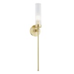 Lampa na ścianę PRESTON 8976 złoty kinkiet lity mosiądz ryflowane szkło 8976 ARGON