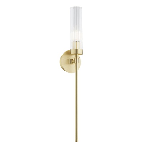 Lampa na ścianę PRESTON 8976 złoty kinkiet lity mosiądz ryflowane szkło 8976 ARGON
