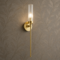 Lampa na ścianę PRESTON 8976 złoty kinkiet lity mosiądz ryflowane szkło 8976 ARGON