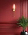 Lampa na ścianę PRESTON 8978 złoty kinkiet lity mosiądz mleczne szkło 8978 ARGON